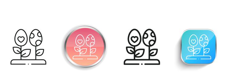 easter eggs icon thin linear regular and button vector image