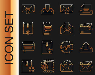 set line envelope upload inbox with star chat vector image