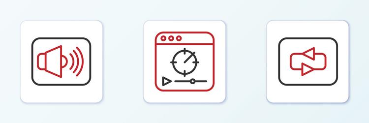 set line repeat button speaker volume and online vector image