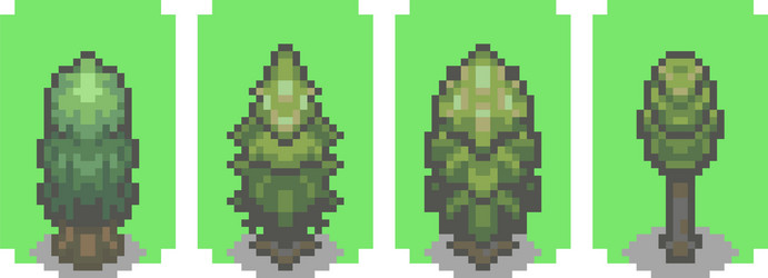 set of trees in pixel style vector image