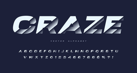 sliced sans serif alphabet cut font vector