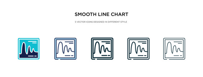 Smooth line chart icon in different style two vector