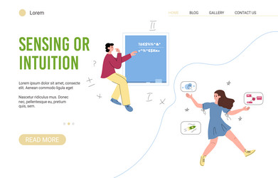 website of sensing or intuition thinking mbti type vector image