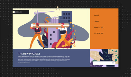 building project and construction works web page vector image