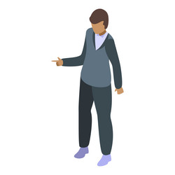 businessman pointing aside while explaining vector image