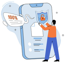 cyber security concept with person uses secure vector image