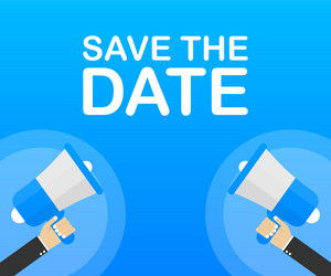 save date badge mark on megaphone flat vector image