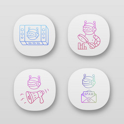 web robots app icons set game propaganda vector