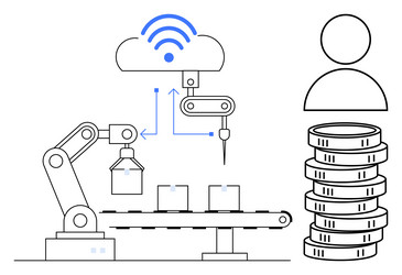 automated factory system with cloud connection vector image