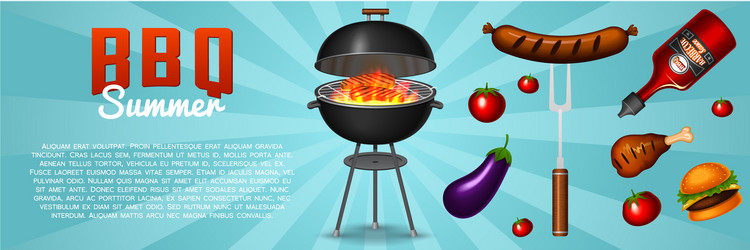 Barbecue grill elements set isolated on red Vector Image