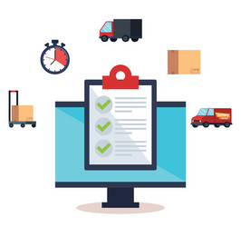computer with app delivery service vector image