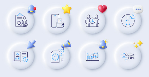 inspect technical algorithm and info line icons vector image