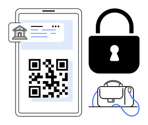mobile banking security with qr code padlock vector image