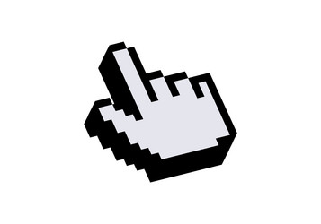 pixelated hand cursor icon for digital interfaces vector image