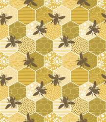 seamless geometric pattern with bee modern vector image