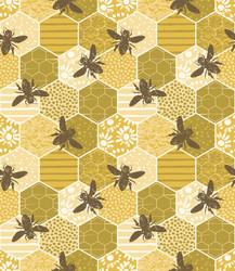 Seamless geometric pattern with bee modern vector