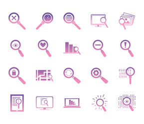 searching lupes gradient style icon set vector image