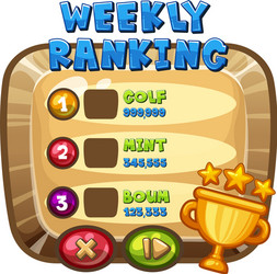 weekly ranking template on computer game vector image