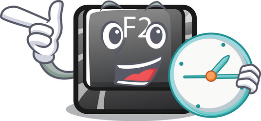 With clock cartoon f2 button on keyboard vector