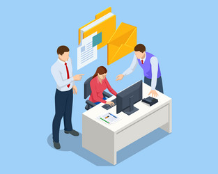isometric file in database concept businessman vector image