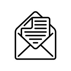 line icon design of read or open email with notes vector