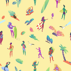 Seamless pattern isometric tiny people vector