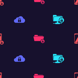 set ftp folder and lock cloud computing vector image