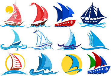 logos of sailing vessels vector