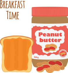 Peanut butter with toast bread nuts vector