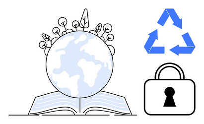planet earth emerging from an open book vector image