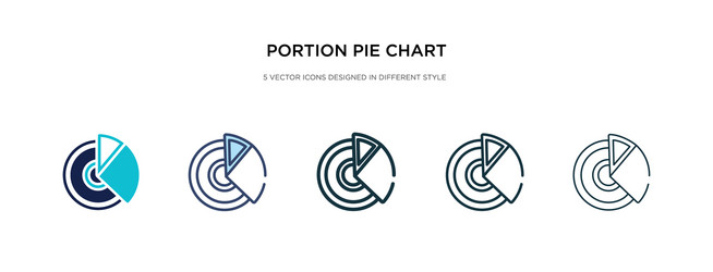 portion pie chart icon in different style two vector image