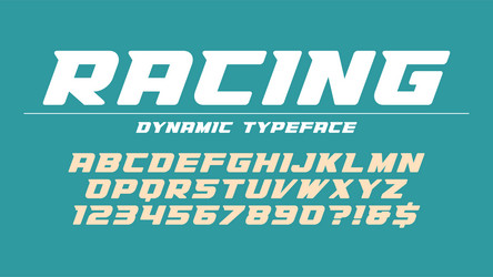 Racing display font design alphabet typeface vector