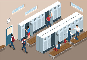 Locker changing room for sports gym Royalty Free Vector