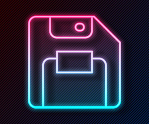 glowing neon line floppy disk for computer data vector image