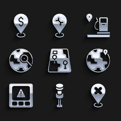 set city map navigation push pin location vector image