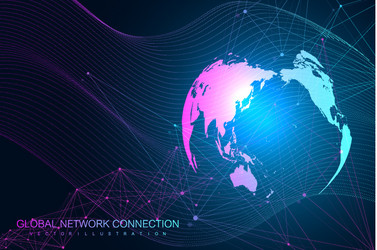 world map point with global technology networking vector image