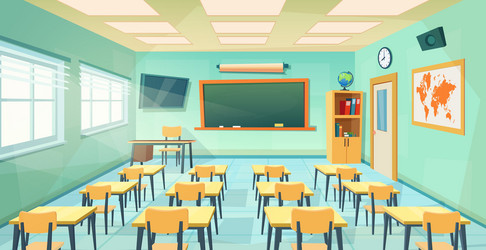 Empty school class room interior board vector