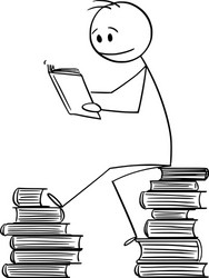 Man Reading on Bookshelf vector image