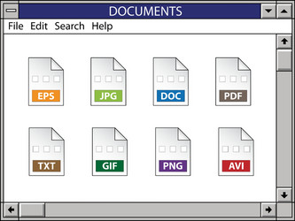 Nostalgic window including document icons vector