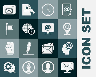set envelope mail and e-mail location clock vector image