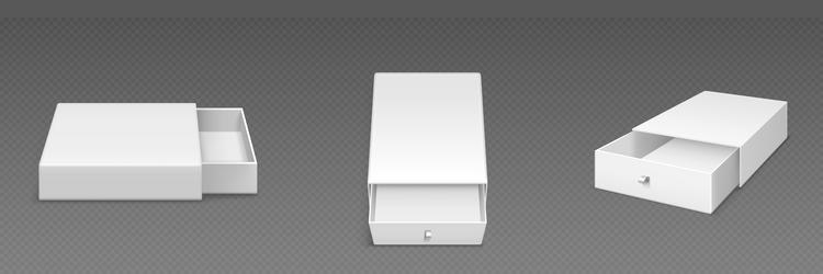 white empty open slide box with ribbon puller vector image