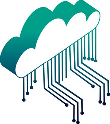 cloud computing with electronic circuit isometric vector image