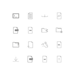files and folders sign linear thin icons set vector image