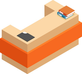 Isometric Reception Desk with Folders vector image