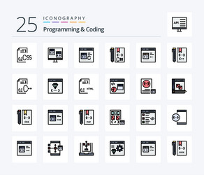 programming and coding 25 line filled icon pack vector image