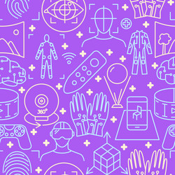 virtual reality seamless pattern in linear style vector image