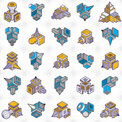 engineering constructions collection abstract set vector image