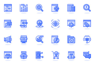 seo optimization web flat line icon bundle vector