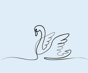 swan logo one line drawing vector