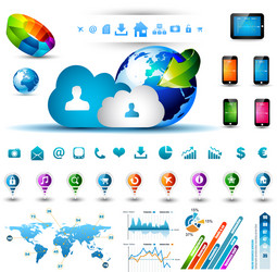 Cloud Computing Icons & Charts vector image